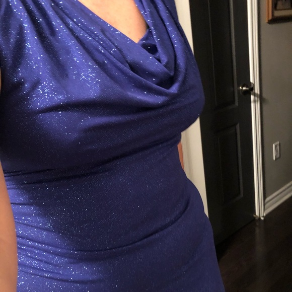 Beautiful deep purple/purple cocktail dress.  C. 41.5 in from shoulder to hem - Picture 7 of 10